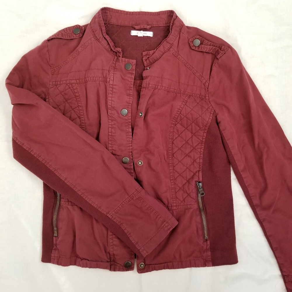 Maurices Military Moto Zip Maroon Jacket